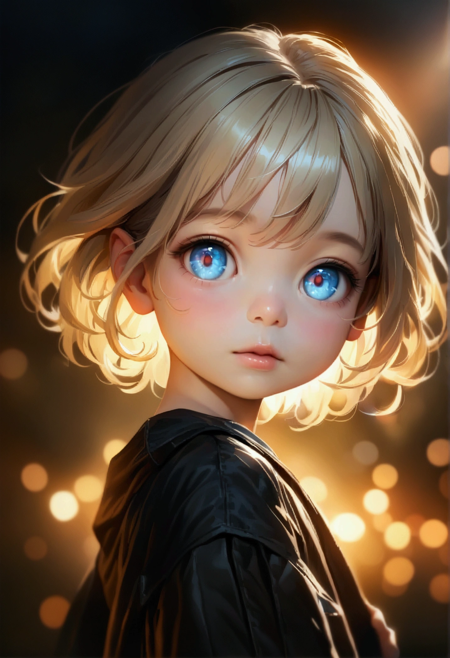 a blonde boy, beautiful detailed eyes, blue eyes, beautiful detailed lips, extremely detailed eyes and face, very short hair, adorable, cute, innocent, glowing skin, soft lighting, 4k, 8k, highres, masterpiece, ultra-detailed, photorealistic, HDR, UHD, studio lighting, ultra-fine painting, sharp focus, physically-based rendering, extreme detail description, professional, vivid colors, bokeh, ethereal, serene, peaceful, warm lighting, glowing halo,