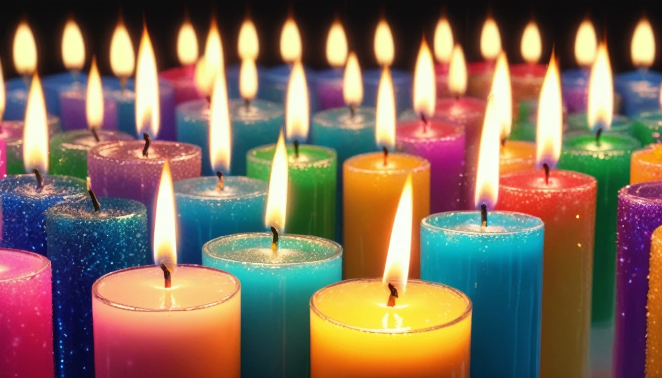 sparkling candles,isolated,colorful,intricate details,vibrant colors,(best quality,4k,8k,highres,masterpiece:1.2),ultra-detailed,(realistic,photorealistic,photo-realistic:1.37),HDR,studio lighting,extreme detail description,professional,