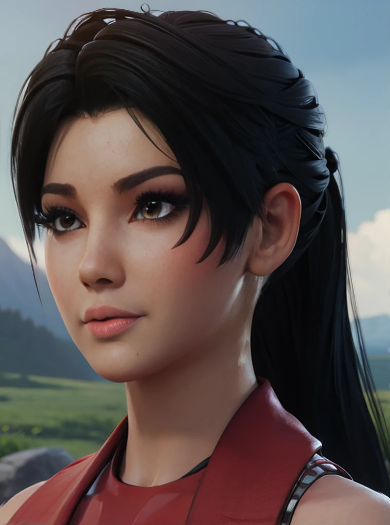 a woman in a vibrant red jumpsuit, beautiful detailed eyes, beautiful detailed lips, extremely detailed face, long eyelashes, detailed hair, in a serene nature landscape, vibrant colors, cinematic lighting, photorealistic, 8k, high quality, masterpiece