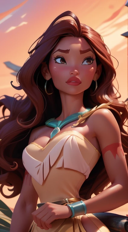 Fusion Pocahontas-Merida, Merge models, Les vêtements de Pocahontas, fusion, 1fille, beau, personnage, Femme, femelle, plage, (centerpiece:1.2), (best quality:1.2), (seul:1.2), ((pose de combat)), ((champ de bataille)), Cinematic, yeux parfaits, peau parfaite, perfect lighting, sourir, light, cor, textured skin, Detail, Beauty, merveille, ultra-Detaillé, Visage parfait African American woman.