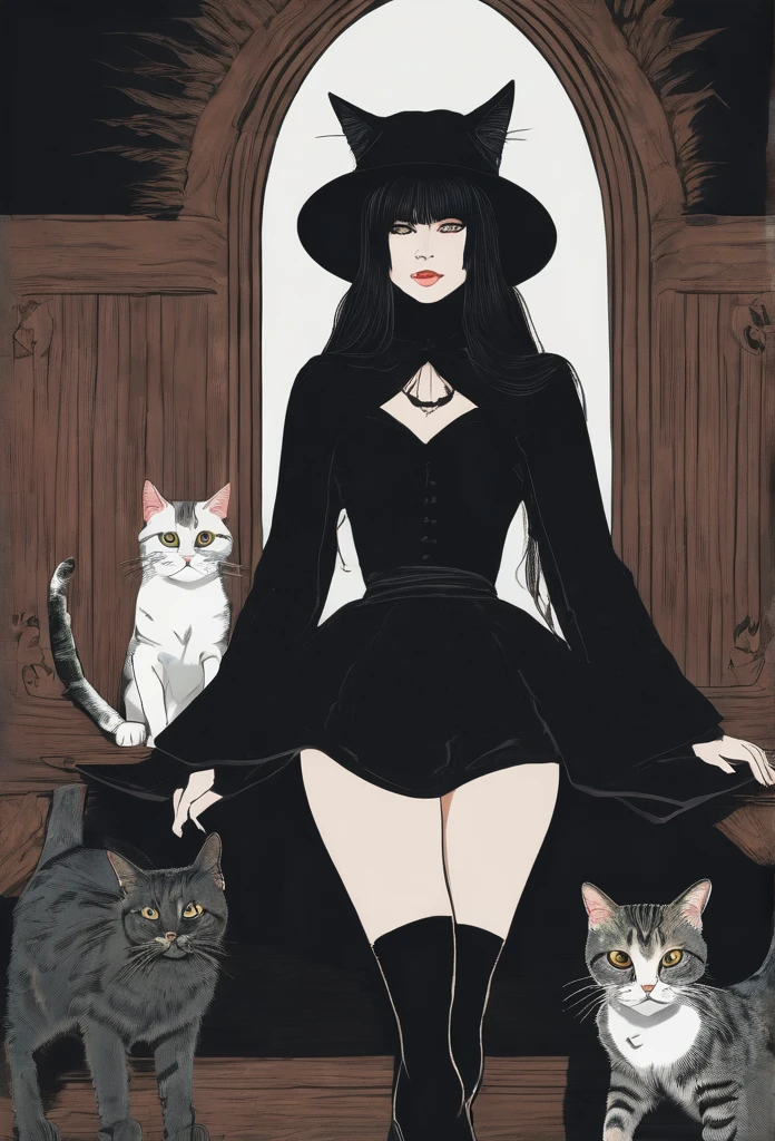 "Girl corpo inteiro witch dark style with cats