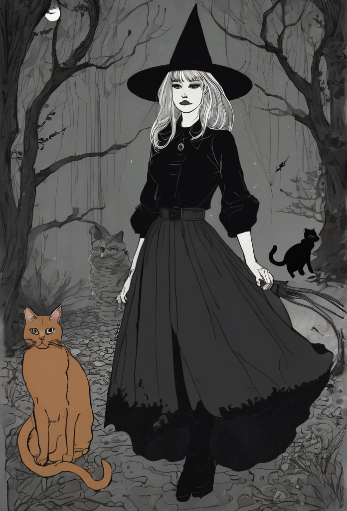  "Girl corpo inteiro witch dark style with cats