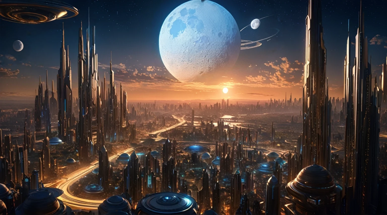 masterpiece, best quality, good quality, Fantasy aesthetics, Highly detailed, beautiful landscape, Futuristic fantasy city, metropolitan, background only, no other being (human etc), very detailed CG unified 8k wallpaper), clay texture, clean background, natural light, best quality, ultra detail, no planet or moon in the sksky