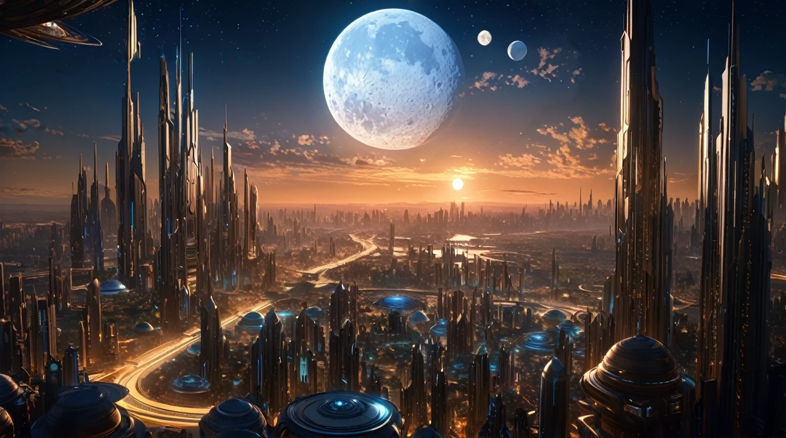 masterpiece, best quality, good quality, Fantasy aesthetics, Highly detailed, beautiful landscape, Futuristic fantasy city, metropolitan, background only, no other being (human etc), very detailed CG unified 8k wallpaper), clay texture, clean background, natural light, best quality, ultra detail, no planet or moon in the sksky
