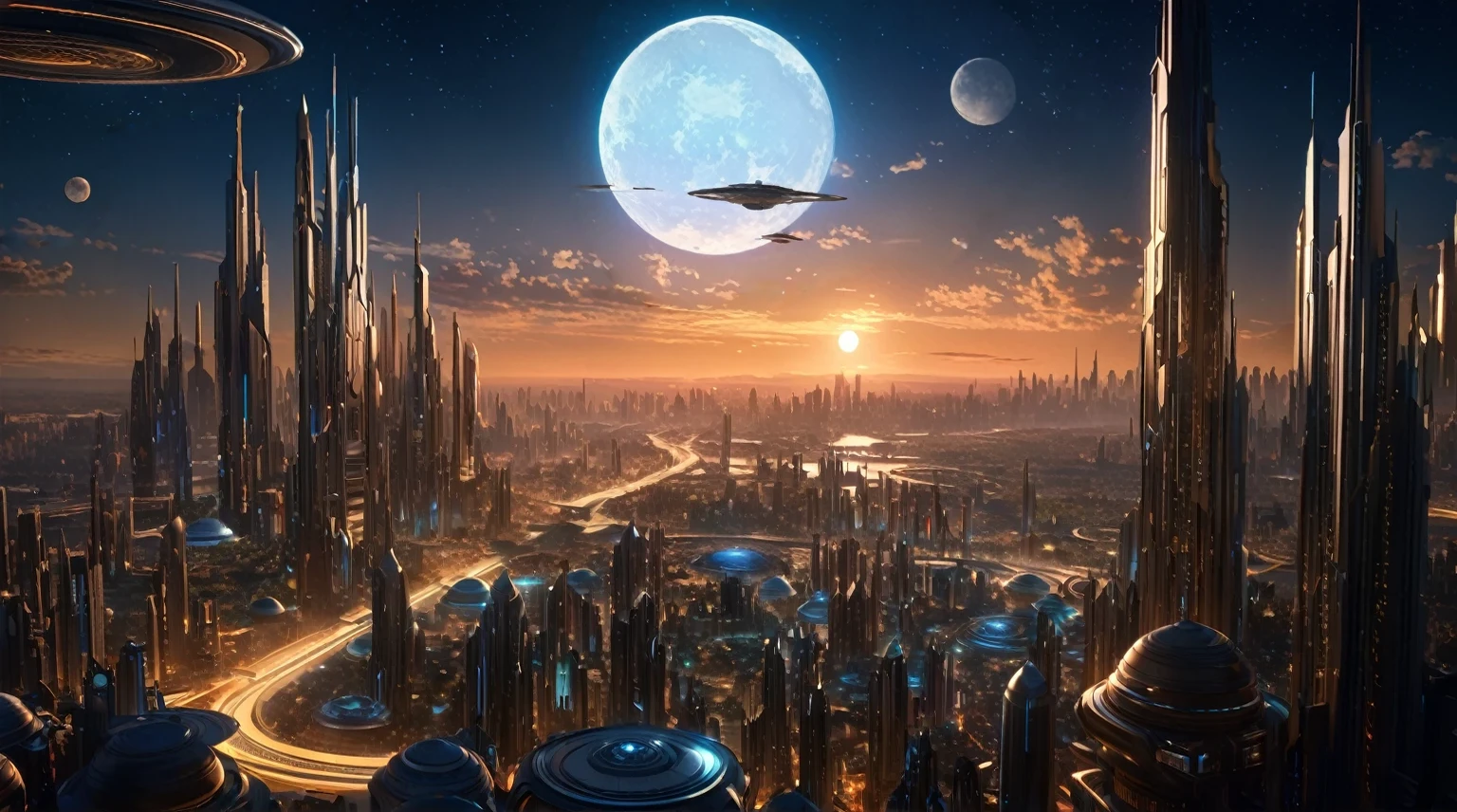 masterpiece, best quality, good quality, Fantasy aesthetics, Highly detailed, beautiful landscape, Futuristic fantasy city, metropolitan, background only, no other being (human etc), very detailed CG unified 8k wallpaper), clay texture, clean background, natural light, best quality, ultra detail, no planet or moon in the sksky
