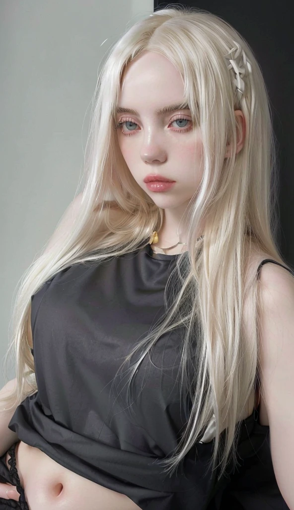 Blonde woman with long hair and a black top posing for a photo, Ava Max, Perfect white hair girl, very very pale blonde hair, Her hair is white, Anna Nikonova aka Newmilky, extremely pale blonde hair, very pale white skin, very very pale white skin, pale fur, with long white hair, angelablanca, long blonde hair and big eyes