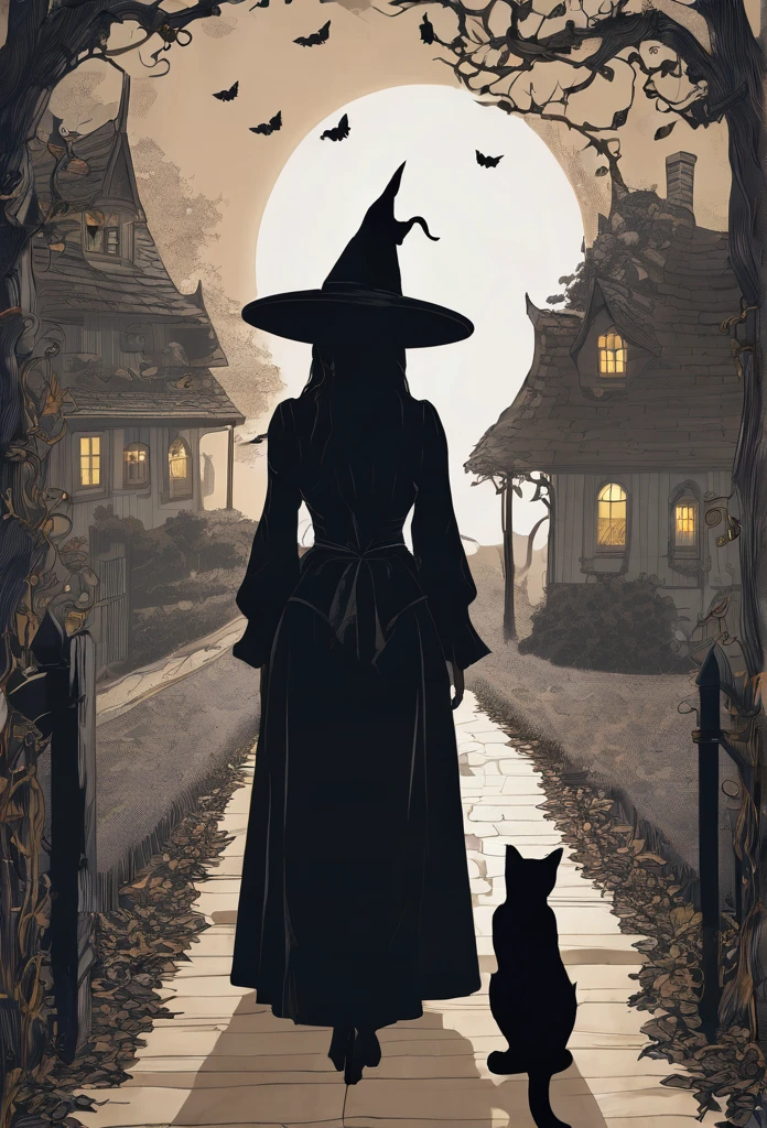  "Girl corpo inteiro witch dark style with cats
