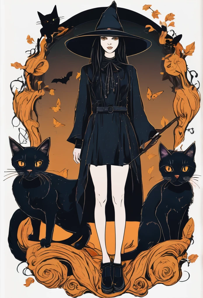 "Girl corpo inteiro witch dark style with cats