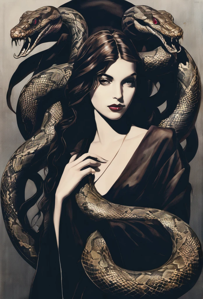 "Girl corpo inteiro dark style with serpent"