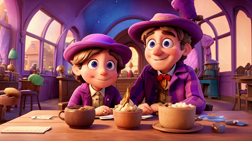 as if Willy Wonka's fantastical world had spilled into reality. The photorealistic image crackles with film grain, evoking a sense of nostalgia and wonder,