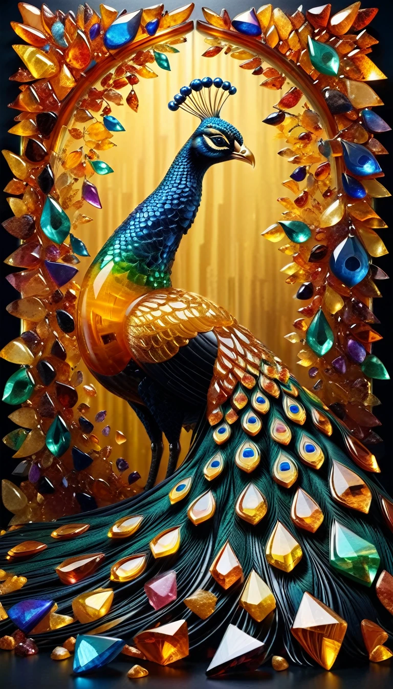 Lal Amber,(Geometric),rainbow,詳細な対称円形ofrainbow彩,shattered Glass fragments,Fascinating (Diamond Peacock:1.2),adorned in a cosmic-themed  that mimics the shimmering auroras and sparkling crystals of distant galaxies,劇的な効果によって増幅された天上of美しさ,cinematic backdrop of a simple black,Had made_of_piece_broken_Glass,