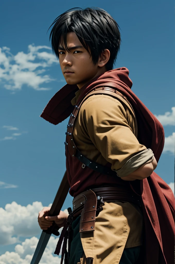Create an anime scene of a young warrior