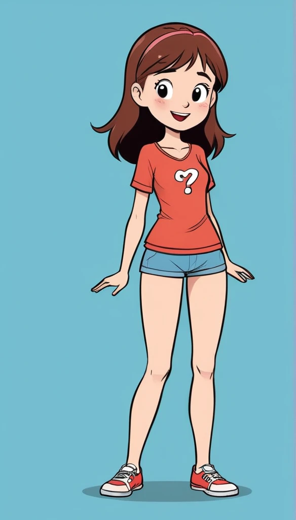 funny cartoon comics, girl, T-Pose, Front, full body