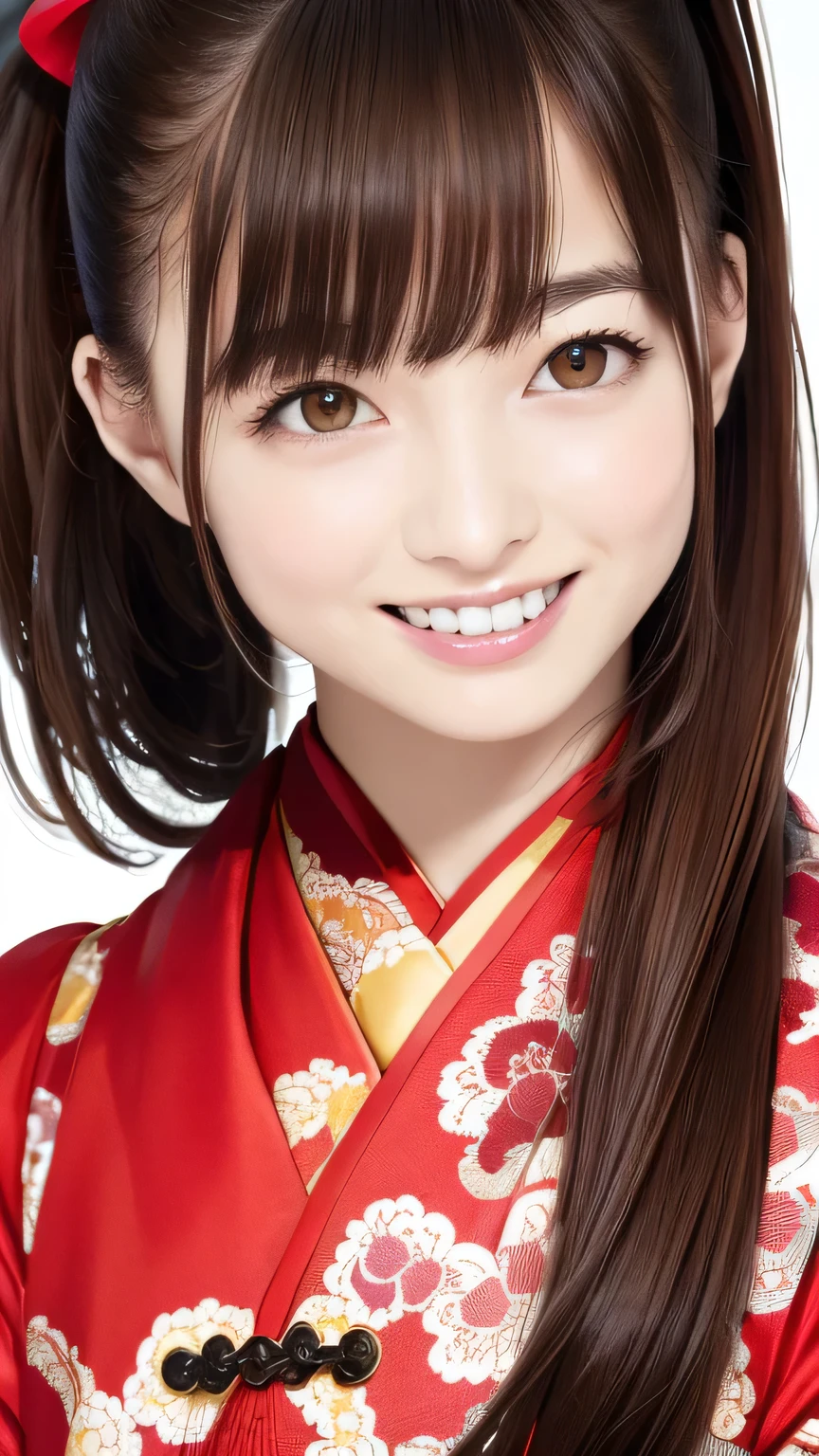 (Highest quality、8K、32k、masterpiece)、(Realistic)、(Realistic:1.2)、(High resolution)、Very detailed、Very beautiful face and eyes、20Adult female 、Round and small face、Tight waist、Delicate body、(Highest quality、Attention to detail、Rich skin detail)、(Realistic、Realistic:1.37)、Bright colors、(((Brown Hair)))、(((Full Body Shot)))、(((Long Hair)))、(((Side Ponytail)))、(((Daytime city background)))、(((smile)))、(((Teeth are visible)))、(((Wearing china clothes)))、、Kanna Hashimoto、China dress