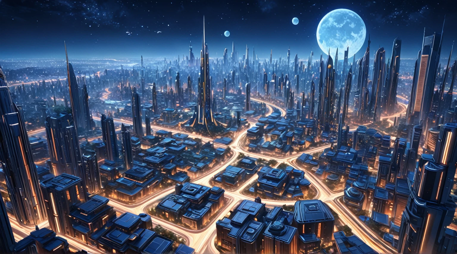 masterpiece, best quality, good quality, Fantasy aesthetics, Highly detailed, beautiful landscape, Futuristic fantasy city, metropolitan, background only, no other being (human etc), very detailed CG unified 8k wallpaper), clay texture, clean background, natural light, best quality, ultra detail, night time
