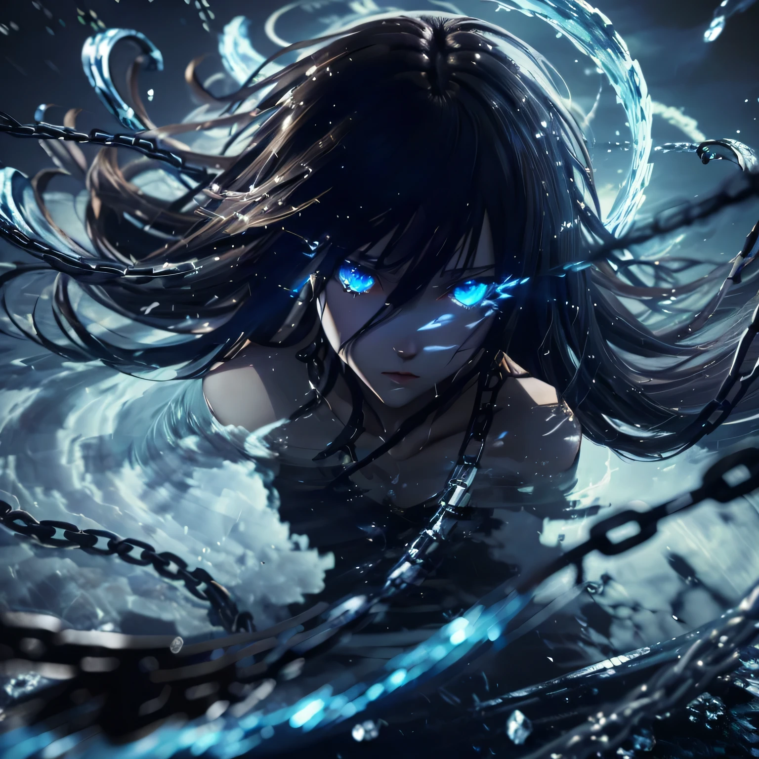 anime girl with blue eyes floating in water with chains, 4k anime wallpaper, anime art wallpaper 4 k, anime art wallpaper 4k, anime art wallpaper 8 k, anime wallpaper 4 k, anime wallpaper 4k, anime style 4 k, ultra hd anime wallpaper, badass anime 8 k, anime epic artwork, 4 k manga wallpaper, hd anime wallaper