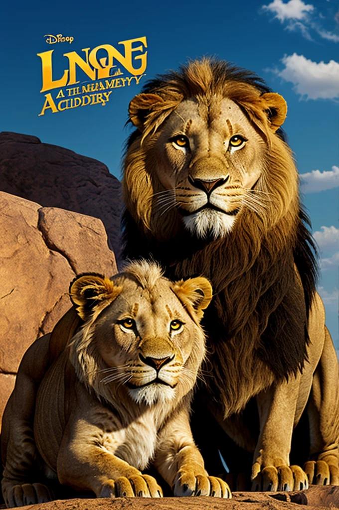 Make me a picture with the name of my English academy: The Lion King Academy