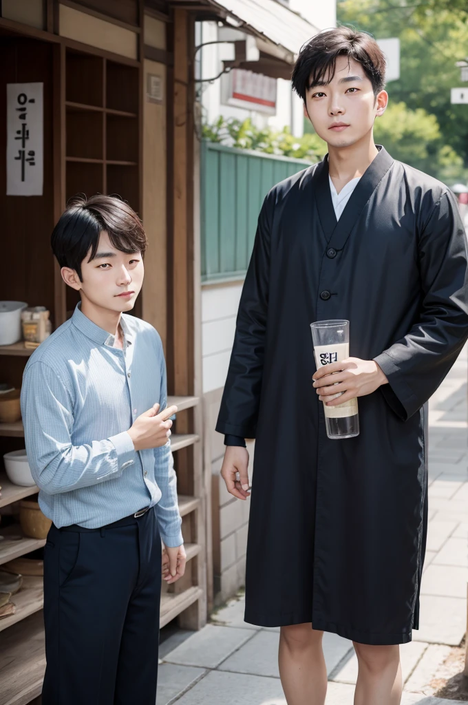 Korean man in front of family 