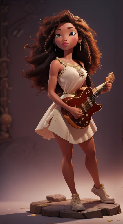 Beautiful African American woman with guitar 