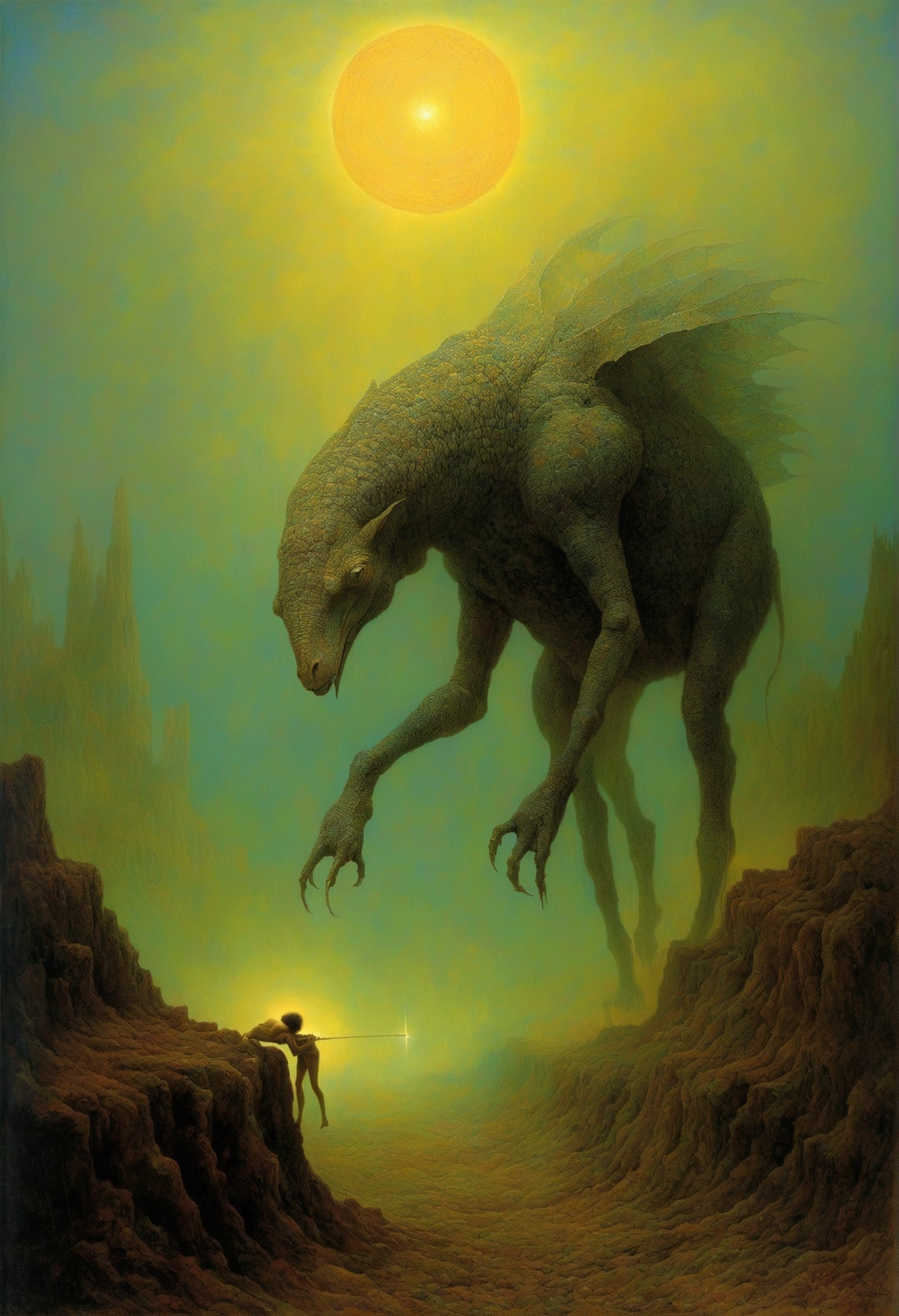 Mythical creatures, author:By Zdzisław Beksinski, Mucha、red、Big eyes