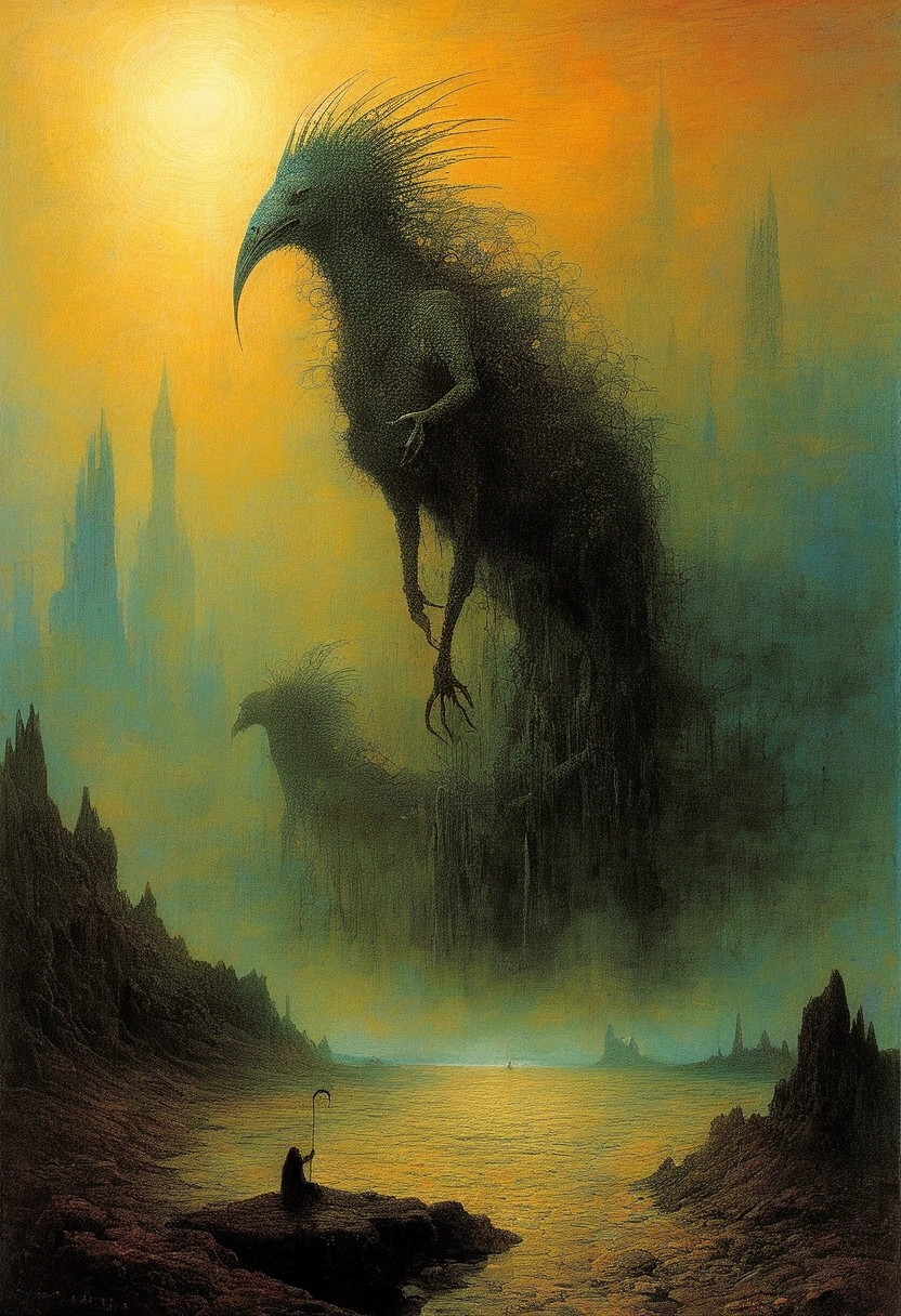 Mythical creatures, author:Zdzislaw Beksiński