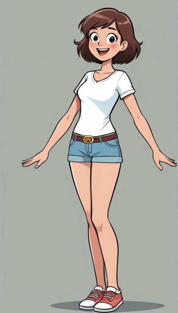 funny cartoon comics, girl, (T-Pose), Front, full body