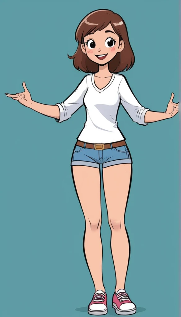 funny cartoon comics, girl, (T-Pose), Front, full body