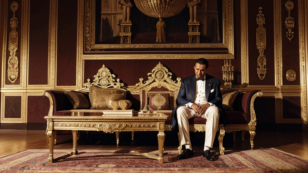 This king is sitting in his palace with his minister and is thinking something