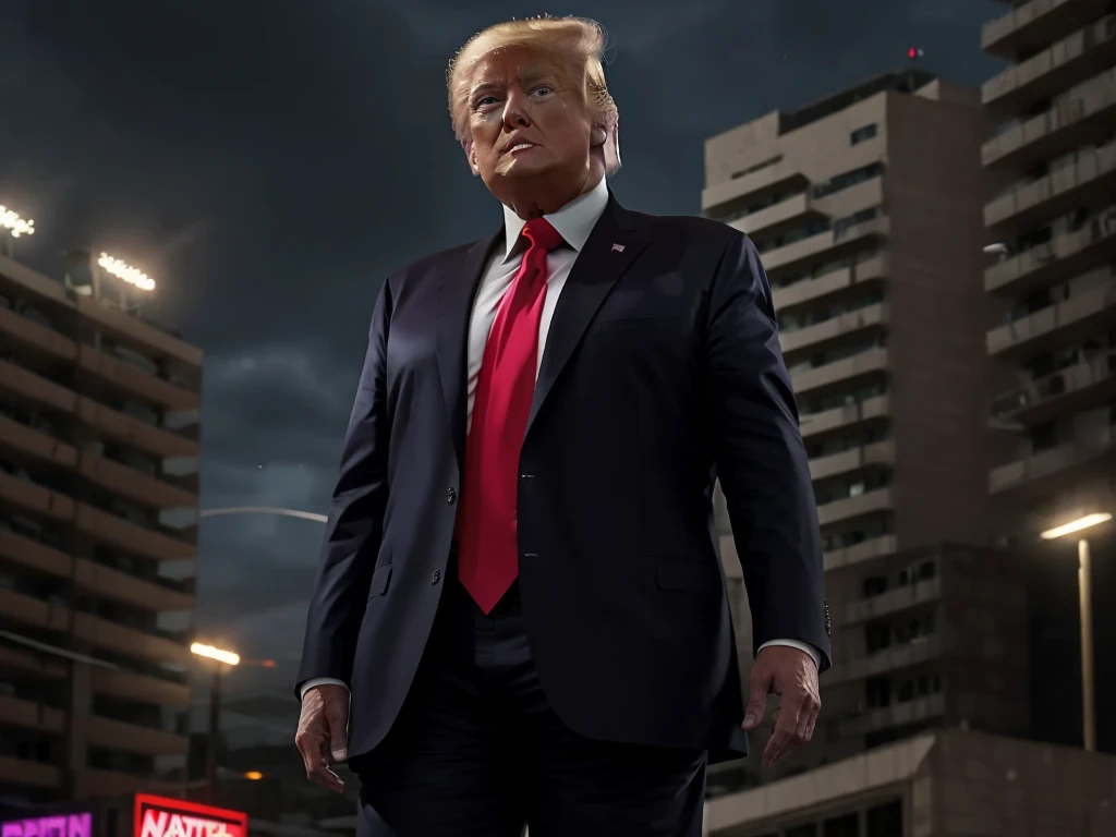 a cyborg donald trump in tactical armor standing in a city street, 1man, donald trump fortnite skin, detailed armor, highly detailed facial features, sharp focus, dramatic lighting, cinematic composition, photorealistic, 8k, masterpiece, hyper detailed, intricate details, epic scene, dramatic pose