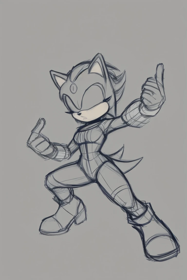 Female, Mobian, Hedgehog, ((Sketch)), Sketch base, base, blank background, fighting pose