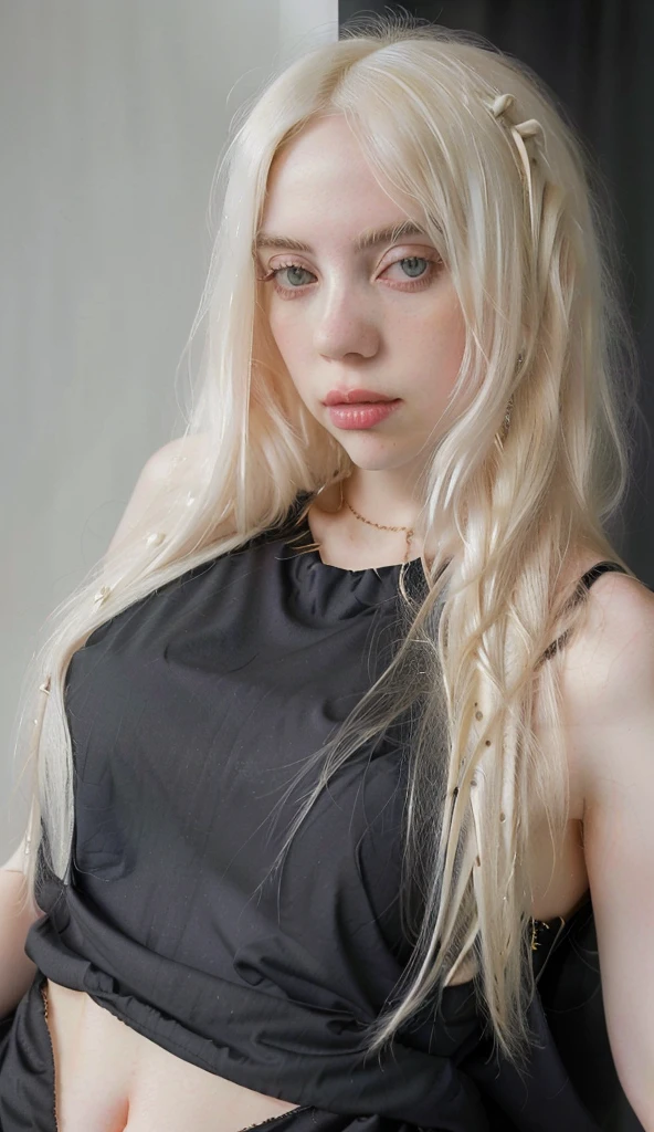 Blonde woman with long hair and a black top posing for a photo, Ava Max, Perfect white hair girl, very very pale blonde hair, Her hair is white, Anna Nikonova aka Newmilky, extremely pale blonde hair, very pale white skin, very very pale white skin, pale fur, with long white hair, angelablanca, long blonde hair and big eyes