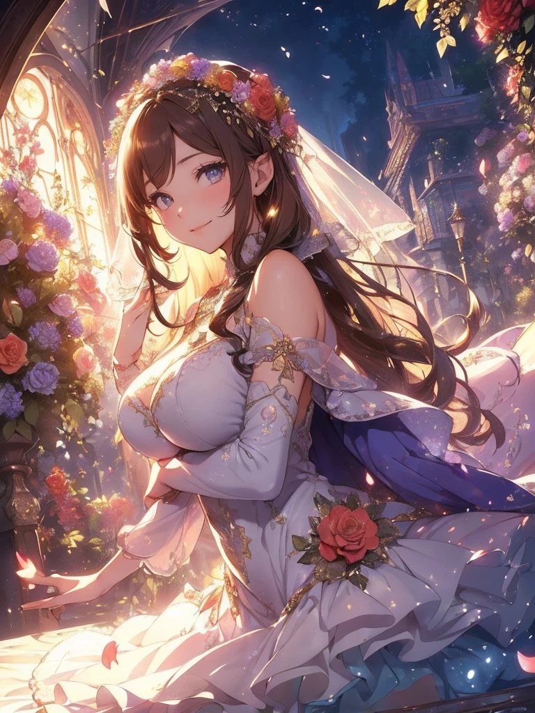 最high quality、1 beautiful woman, ((sleep on your back ))、View from the front、Beautiful groin、detailed groin、、Blushing、親しいsmile、Ecstasy、Beautiful thighs、Filled with roses、Lots of roses、Festographic、 Epic fantasy world、flower fractal fine art、Fill the screen with flowers、Bigger on the screen、Beautiful Eyes、open your eyes and look here、Fairy tale、Märchen Beautiful Eyes,High-definition depiction, Realistic, 8K, Unity, , light smile, Beautifully and vividly drawn, , Beautiful, beautiful, clear skin、sexly see-through  bodystocking  dress ,sexly 、Ecstasy、 Raise your arms behind your head,  Romanticism,mosquito。 The most beautiful form of chaos, Mr..々Farbe, Intertwined flowers, P article,Magical gentle light,smile,sexy,image quality、masterpiece、Beautiful Face、Super beautiful woman((Big breasted 22 year old office lady、Bust 100,Beautiful long ironed hair、Brown Hair、height: 165cm。、sexy、Esbian、high quality、Beautiful Landscape、Mountain、town、Adventure Fantasy、Visual Arts、最high quality、1 woman  ,Flower fractal art、、Beautiful radiance,High-definition depiction, Realistic, 8K, Unity, , light smile, Beautifully and vividly drawn, , Beautiful, beautiful, clear skin、sexly ((beautiful  dress,))Countless rays of light pouring down, Swirling Light, , Raise one arm above your head, Intense light is emitted from the magic flower circle  front of the girl. Romanticism,: The most beautiful form of chaos, Mr..々Farbe, Intertwined flowers, Particle,magical gentle light,smile,sexly,image quality、masterpiece、Beautiful Face、Super beautiful elf woman((Big breasted ,Beautiful 、sexly、Esbian、、high quality、Visual art、Written boundary depth、、、、universe、Happy smile、、、elegant、ticker beautiful decorative、、magic、、Beautiful bed、A kind smile、wonderful、Fluttering petals、、Cultivate fantasy、、Mystery light　Lots of flowers、、art、art,mystery,Ultra-high resolution,atmosphere 最high quality、