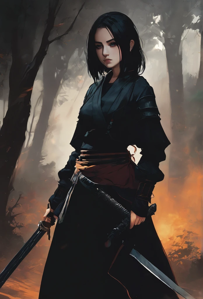 "Girl with sword and dark style.