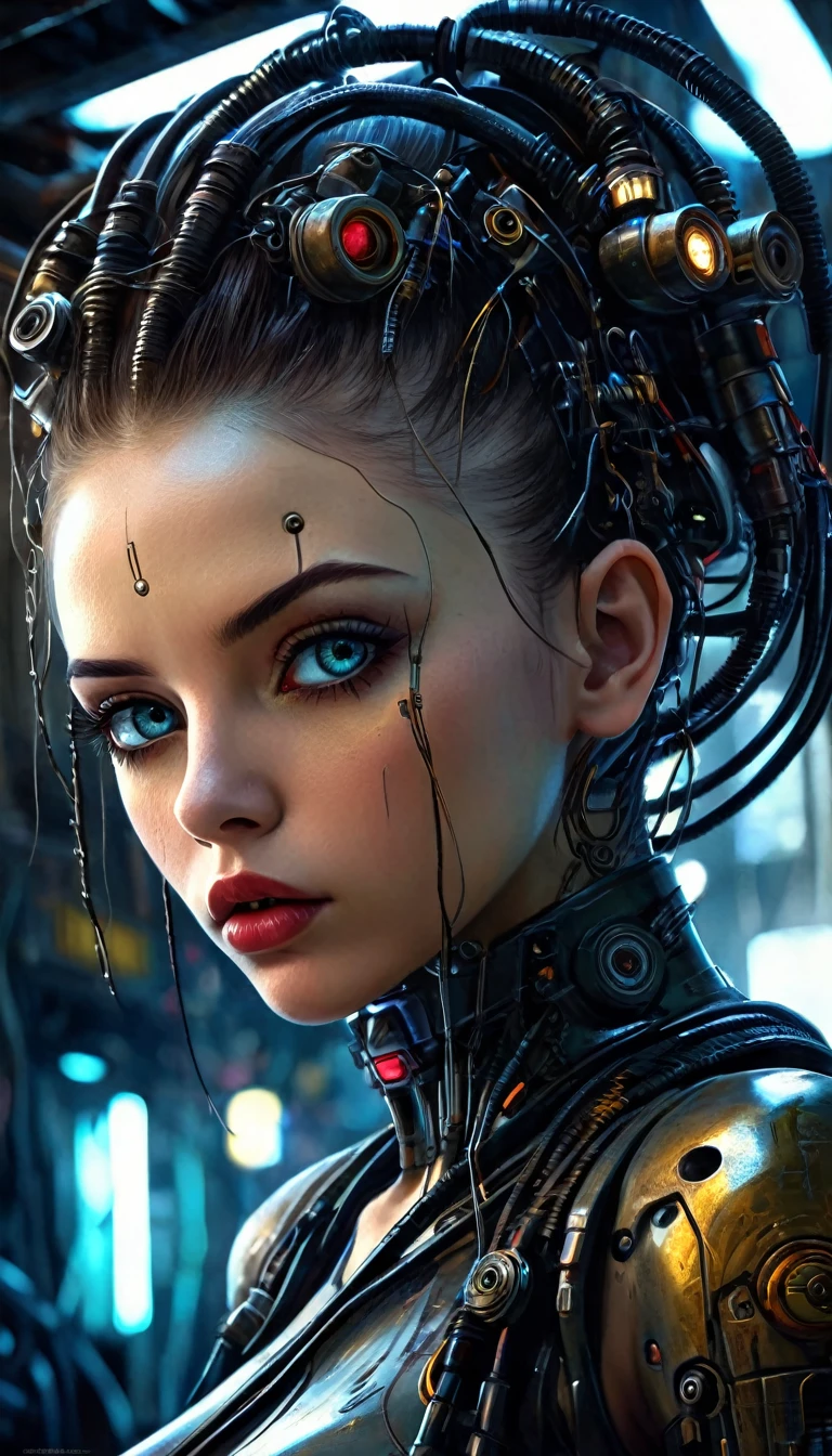 (best quality, masterpiece1.2), (detailed eye:1.2), complex detail, depth of field, 1girl, city, cyberpunk, neon, neon lights, night, moon, --auto