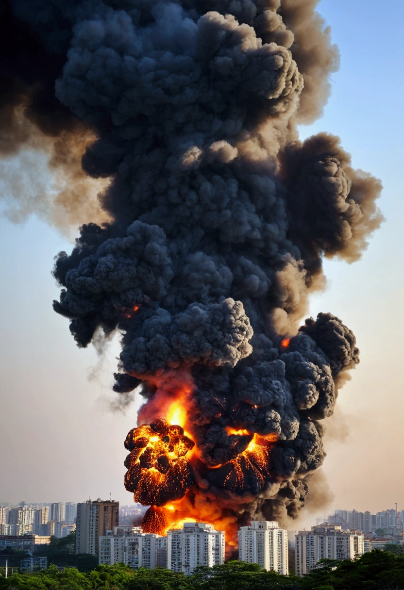 Smoke billows from a building, huge explode, large explode, 巨大explode, explode and smoke, fire smoke and explode, 炸弹explode, explode背景, Black smoke covered the area, [explode and fire], explode and fire, explode, huge explode everywhere, 火灾和explode, Fire, Thick black smoke billows, 大explode