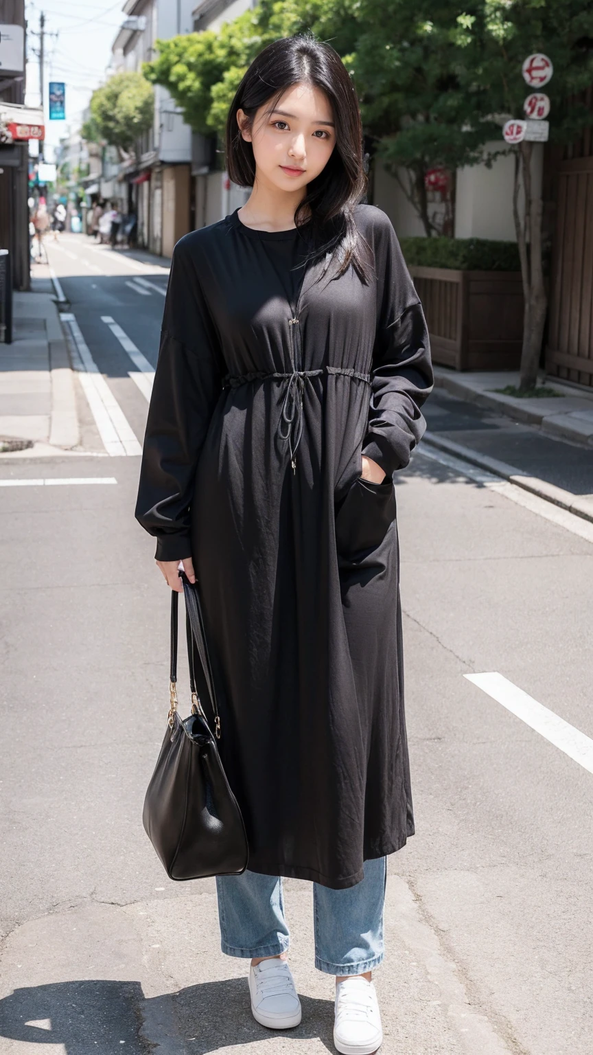 1 girl, 30 years old, black hair, brown eyes, japanese, model appearance, looking at viewer, casual modest clothes