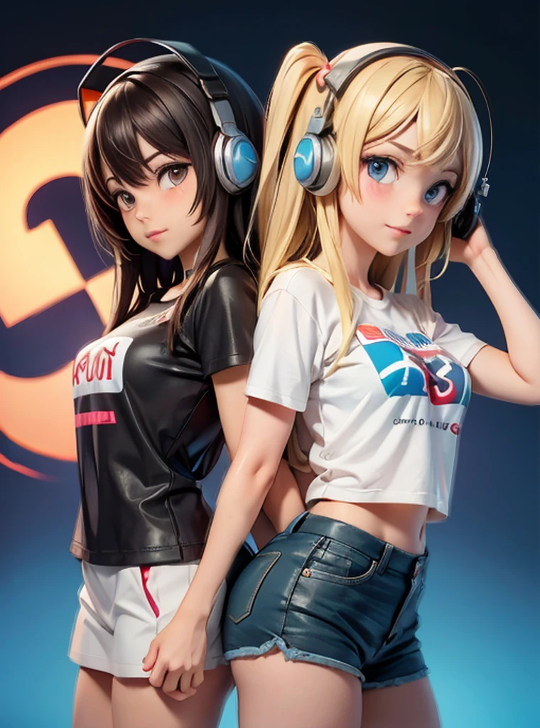 anime, two girls with headphones and a t - shirt that says stay, kantai collection style, anime girls, anime style 4 k, pixiv 3dcg, ig studios anime style, artgerm 4 k, anime artstyle, high quality anime artstyle, artgerm and atey ghailan, ahegao, range murata and artgerm