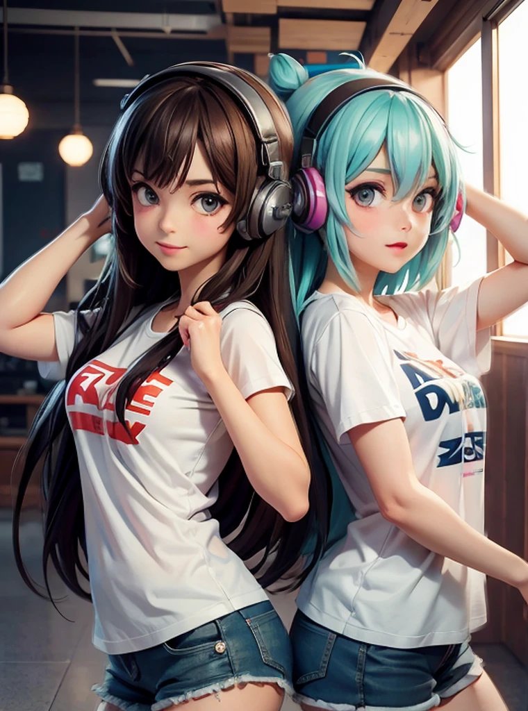 anime, two girls with headphones and a t - shirt that says stay, kantai collection style, anime girls, anime style 4 k, pixiv 3dcg, ig studios anime style, artgerm 4 k, anime artstyle, high quality anime artstyle, artgerm and atey ghailan, ahegao, range murata and artgerm