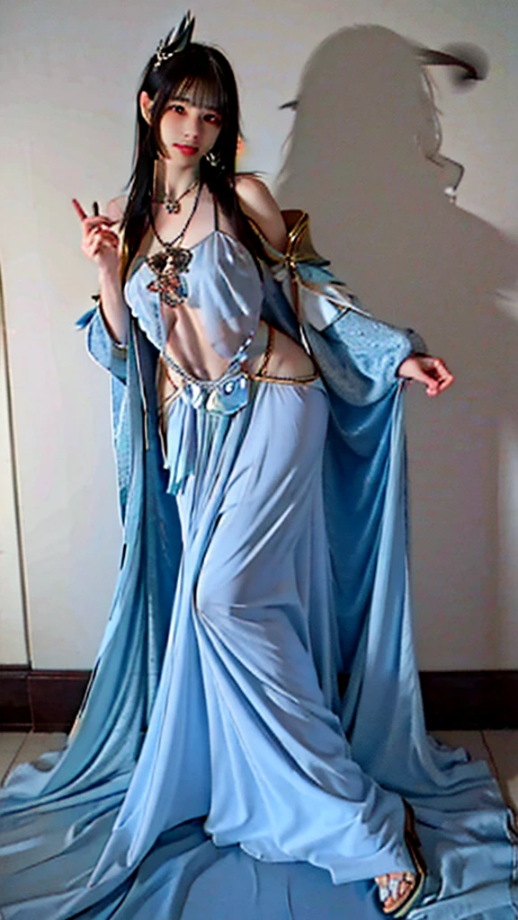 Beautiful woman in a random situation and place, sexy, thin, random color hair, random color eyes, large tits, wearing beautiful exotic gown and expensive jewelry, very happy, (full body:1.5), (Basque radical Rock:1.6), hyperrealistic, 8k, vibrant colors, sharp crisp image