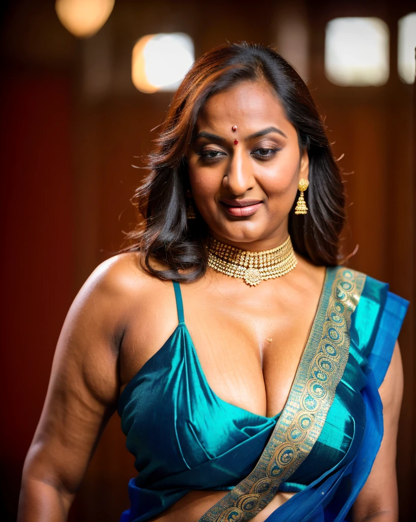 Realistic Representation of Savita bhabhi, inspired by famous Indian adult comics by amarshrostha, Foto RAW, photorealistic, photography, full body shot, 50 years old Woman, master shot, perfect eyes, goddess like beauty, pierced eyes, perfect thick chubby mallu Desi aunty bhabhi, Wearing a Stanapatta, a chest-band.Saree model, model Photography, Indian saree shoot, Indian traditional wear advertising photography, traditional wear brand shoot, face of Indian actress Sonakshi Sinha, masterpiece, realistic, realism, incredible details,  pleasure, photorealism, detailed skin, skin pores, high contrast, photorealistic Artstation 8k HD digital art trend of high definition and detailed realistic skin texture, ultra detail, realistic skin texture, armature, best quality, ultra high definition, (photorealistic:1.4),, high resolution, detail, raw photo, sweat, Re sharp, by Lee Jefferies Nikon D850 Film Stock Photo 4 Kodak Portra 400 Camera F1.6 Lens Rich Color Ultra Real Realistic Realistic Textures Dramatic Lighting Unreal Engine Trending at Art Station Cinestill 800,(pele altamente detalhada: 1.2), 8k UHD, DSLR, soft-lighting, alta qualidade, grain of film, Fujifilm XT3,she didn't like to wear blouse or bra, she is happy to wear only saree, she hates blouse or bra, detailed hairy armpits, hyper realistic skin, skin pores, veins, wet body, hyper realistic sweaty body, sweat, veins, short hairs on armpit, stubble armpits, hyper realistic hairy armpits, low waist saree, 
