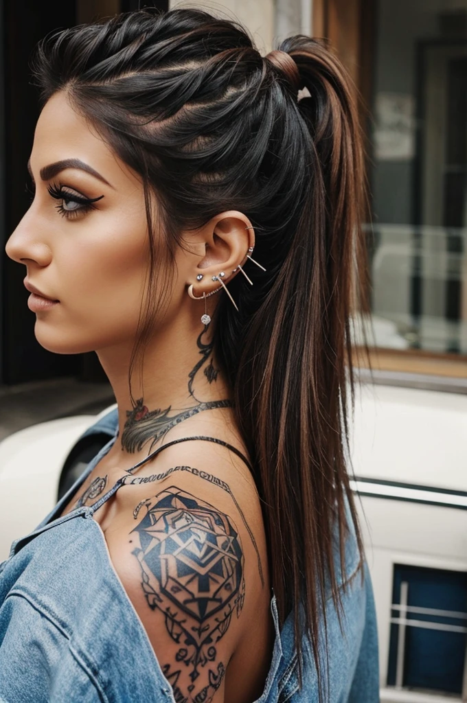 Mec mullet piercings tatouage