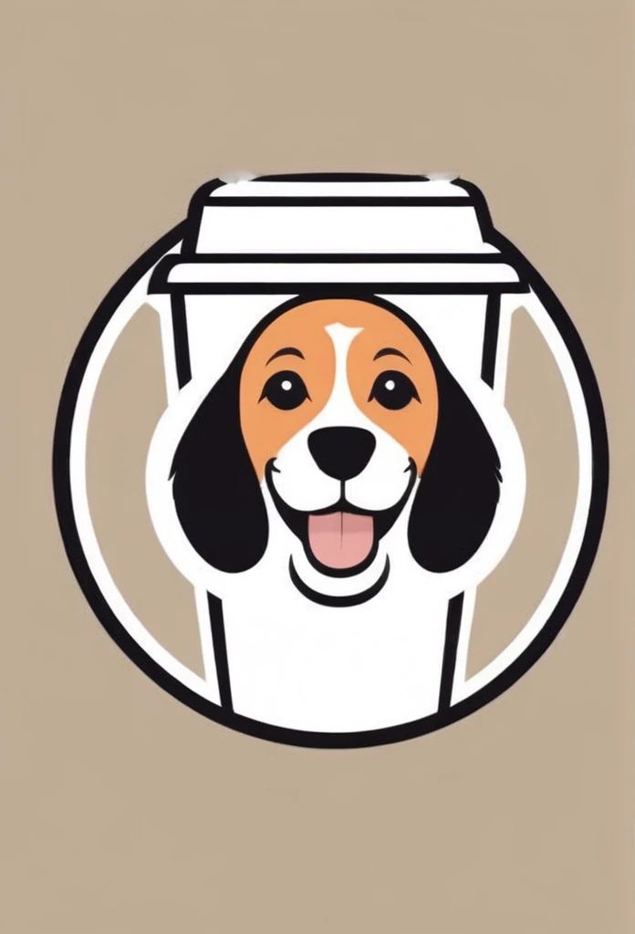 White background
Fashionable logo of a circle-shaped dog cafe
Cute, the beagle is sticking out his tongue and laughing,
There is a coffee cup on the beagle's head.
This coffee cup is
a playful and cute logo
Beagles and Coffee Cups
A stylish logo for a dog cafe
Inside the circle logo, a cute beagle smiling with its tongue sticking out
a stylish coffee cup
Happy Logo
Cute Logo
chic and modern design
The logo uses only orange, white and black cafe menu coffee is in a paper cup with steam coming out of it