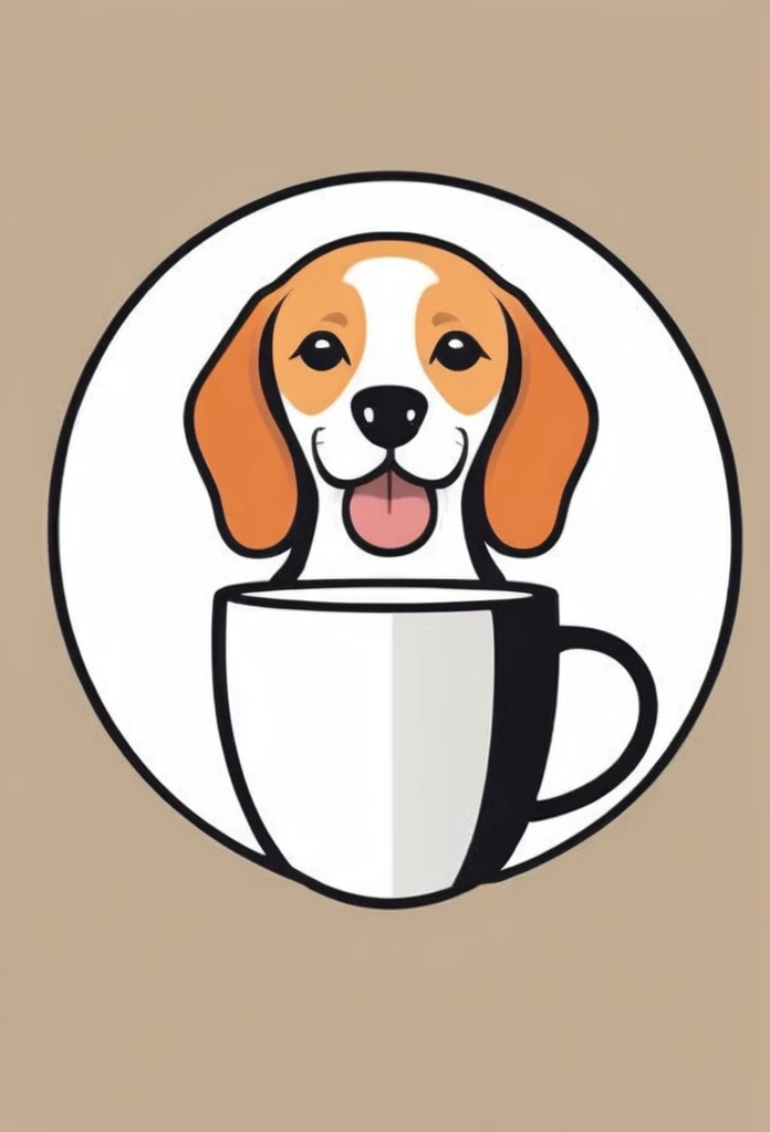 White background
Fashionable logo of a circle-shaped dog cafe
Cute, the beagle is sticking out his tongue and laughing,
There is a coffee cup on the beagle's head.
This coffee cup is
a playful and cute logo
Beagles and Coffee Cups
A stylish logo for a dog cafe
Inside the circle logo, a cute beagle smiling with its tongue sticking out
a stylish coffee cup
Happy Logo
Cute Logo
chic and modern design
The logo uses only orange, white and black cafe menu coffee is in a paper cup with steam coming out of it