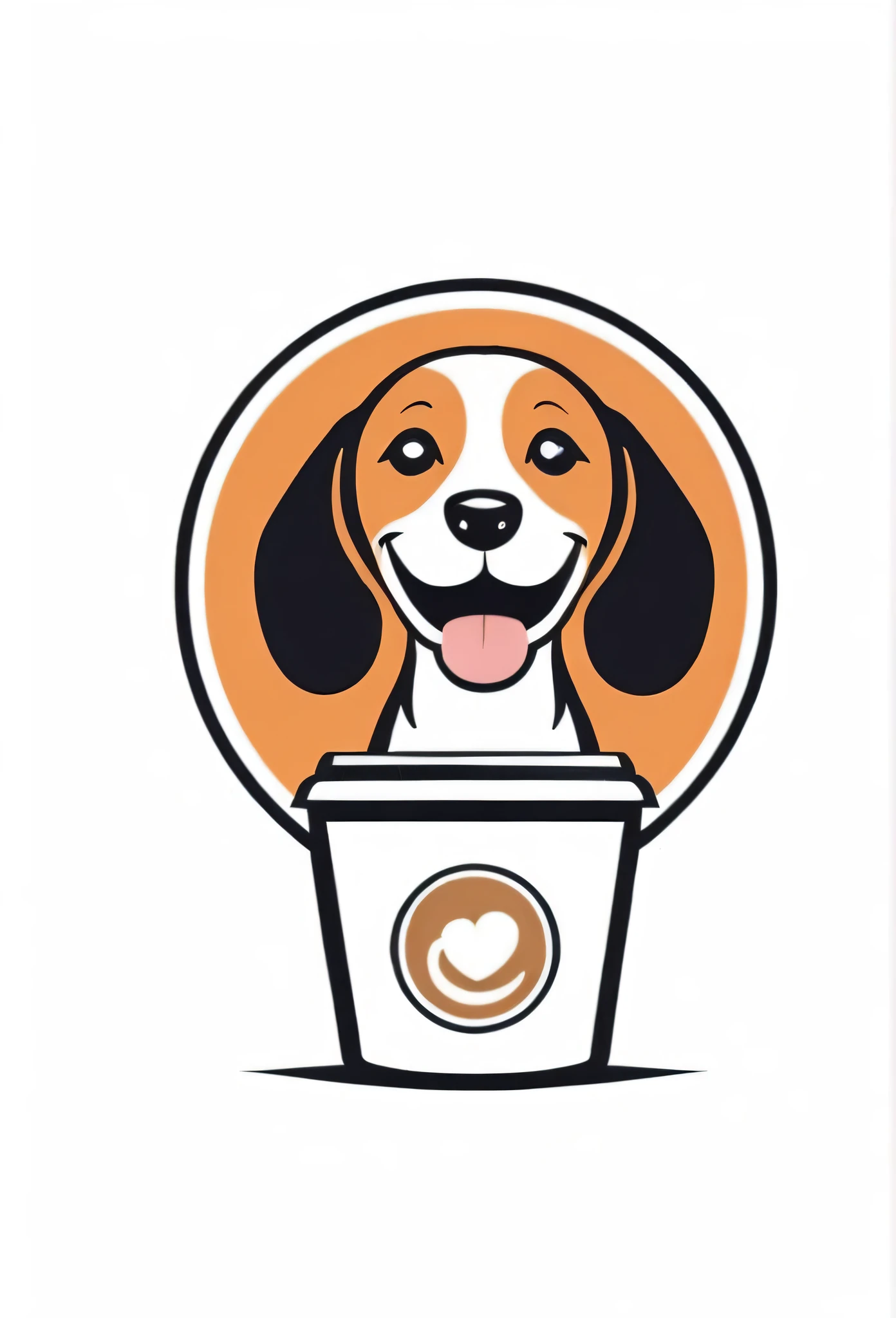 White background
Fashionable logo of a circle-shaped dog cafe

Cute, the beagle is sticking out his tongue and laughing,

There is a coffee cup on the beagle's head.

This coffee cup is
a playful and cute logo

Beagles and Coffee Cups

A stylish logo for a dog cafe

Inside the circle logo, a cute beagle smiling with its tongue sticking out

a stylish coffee cup

Happy Logo
Cute Logo

chic and modern design

The logo uses only orange, white and black cafe menu coffee is in a paper cup with steam coming out of it