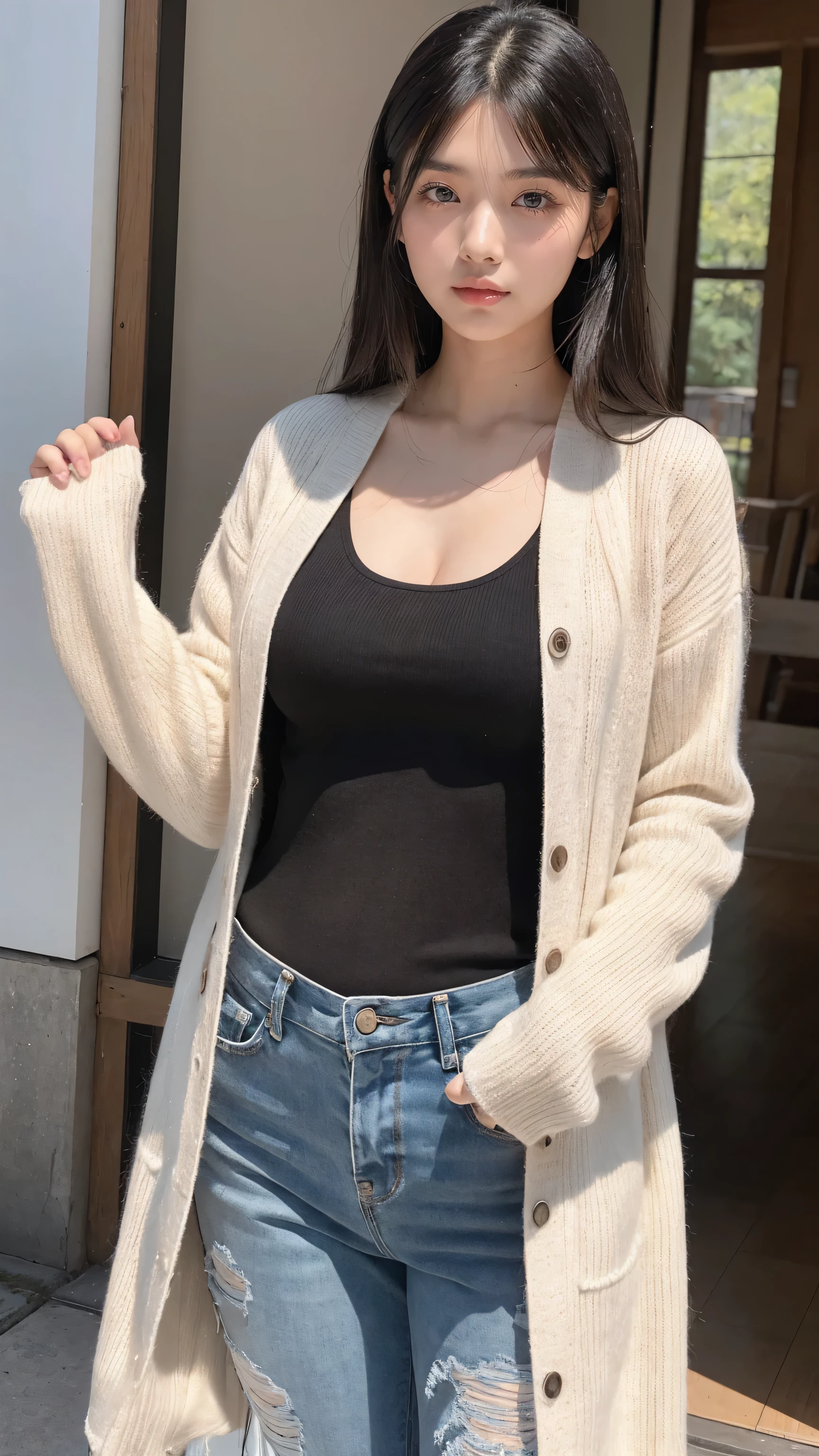 1 girl, 25 years old, black hair, brown eyes, japanese, model appearance, looking at viewer, casual clothes