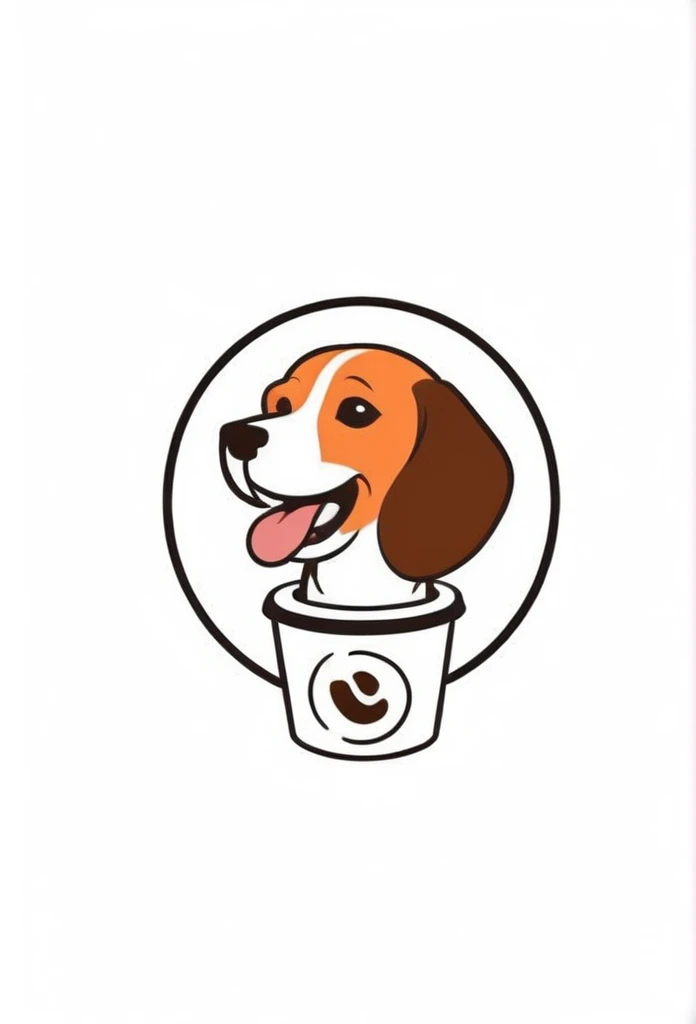 White background
Fashionable logo of a circle-shaped dog cafe
Cute, the beagle is sticking out his tongue and laughing,
There is a coffee cup on the beagle's head.
This coffee cup is
a playful and cute logo
Beagles and Coffee Cups
A stylish logo for a dog cafe
Inside the circle logo, a cute beagle smiling with its tongue sticking out
a stylish coffee cup
Happy Logo
Cute Logo
chic and modern design
The logo uses only orange, white and black cafe menu coffee is in a paper cup with steam coming out of it