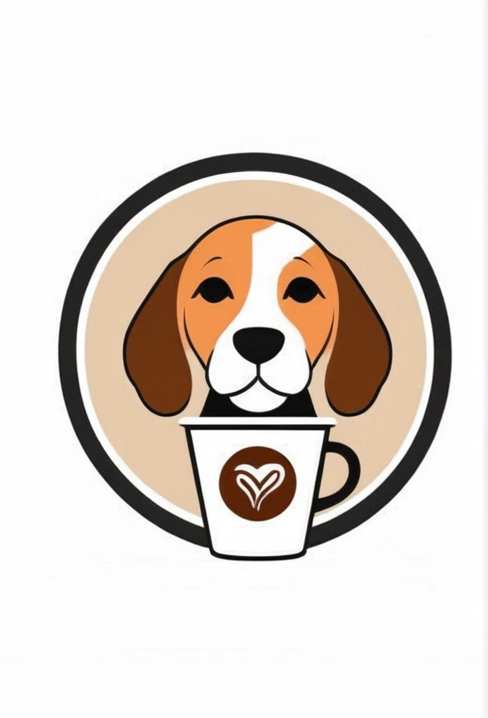 White background
Fashionable logo of a circle-shaped dog cafe
Cute, the beagle is sticking out his tongue and laughing,
There is a coffee cup on the beagle's head.
This coffee cup is
a playful and cute logo
Beagles and Coffee Cups
A stylish logo for a dog cafe
Inside the circle logo, a cute beagle smiling with its tongue sticking out
a stylish coffee cup
Happy Logo
Cute Logo
chic and modern design
The logo uses only orange, white and black cafe menu coffee is in a paper cup with steam coming out of it