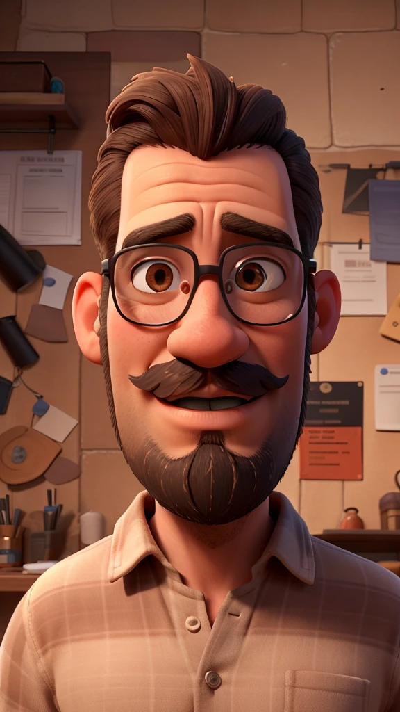 Anderson is a 40-year-old man, brown skin beard and low mustache, styly hair, brown eyes and wears glasses, he is a very important executive.