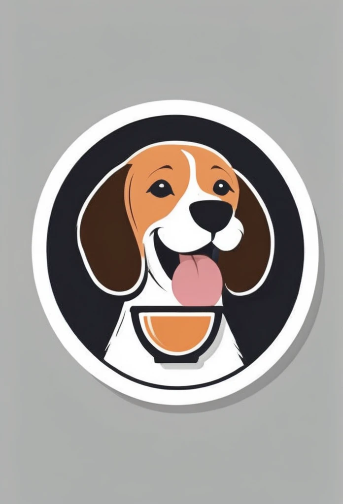White background
Fashionable logo of a circle-shaped dog cafe
Cute, the beagle is sticking out his tongue and laughing,
There is a coffee cup on the beagle's head.
This coffee cup is
a playful and cute logo
Beagles and Coffee Cups
A stylish logo for a dog cafe
Inside the circle logo, a cute beagle smiling with its tongue sticking out
a stylish coffee cup
Happy Logo
Cute Logo
chic and modern design
The logo uses only orange, white and black cafe menu coffee is in a paper cup with steam coming out of it