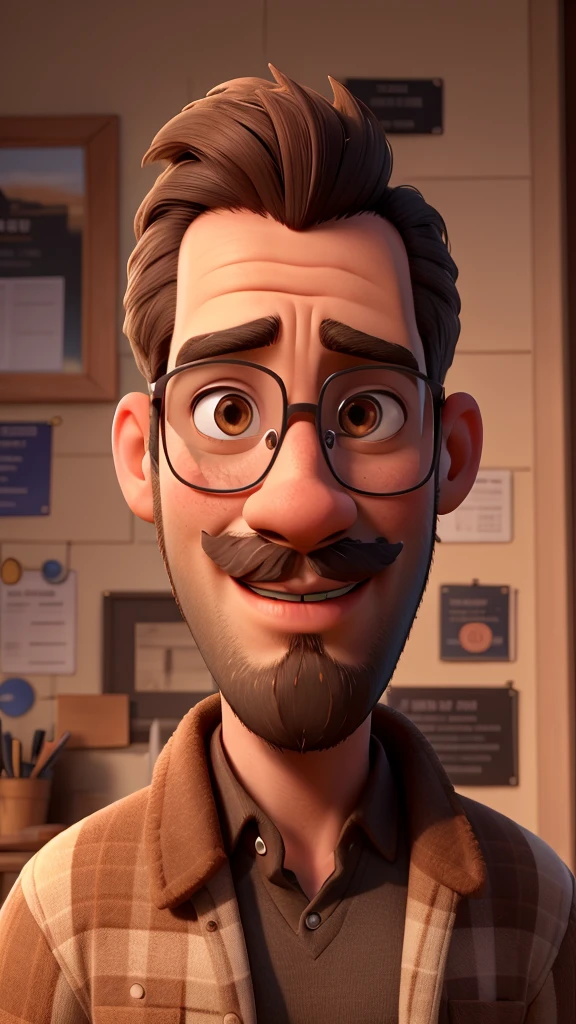 Anderson is a 30 year-old man, brown skin beard and low mustache, styly hair, brown eyes and wears glasses, he is a very important executive.